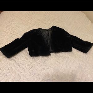 Cropped Faux Fur Black Jacket - Medium